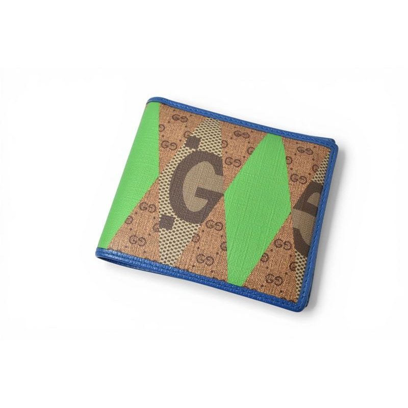Gucci Wallet Fold GG Lambus Print Brown Blue — view 4