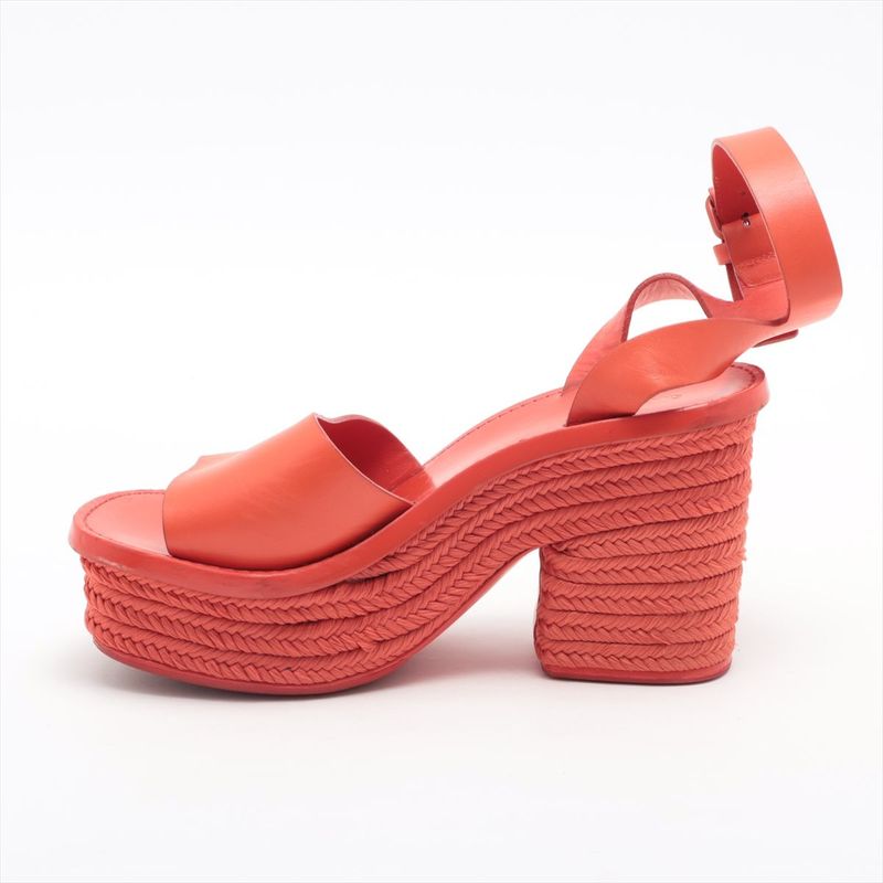 Celine Phoebe Period Leather Jute Sandals Women's 36 Red Made In Italy