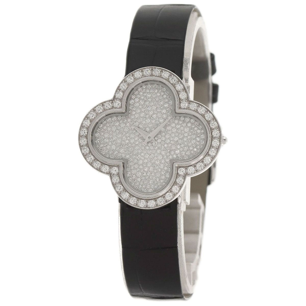 Van Cleef & Arpels Alhambra Watch 18K White Gold Leather