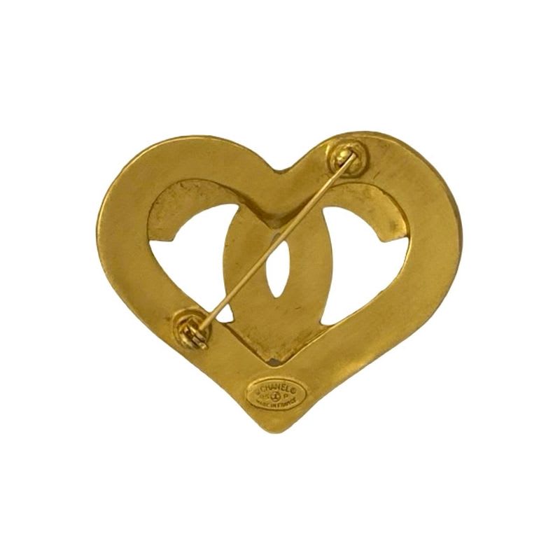 Chanel Vintage Coco Mark Heart Motif GP Brooch Accessory Gold 95P