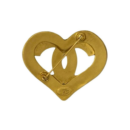 Chanel Vintage Coco Mark Heart Motif GP Brooch Accessory Gold 95P
