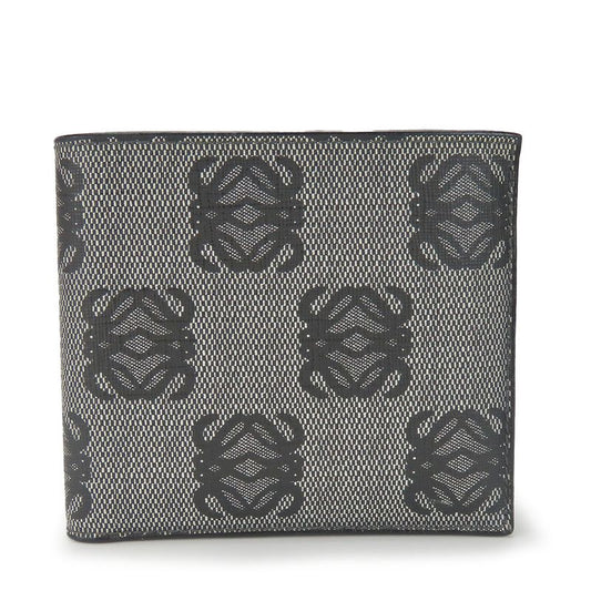 Loewe Bifold Wallet Anagram Leather PVC Gray Black Card Total Billfold Men Loewe