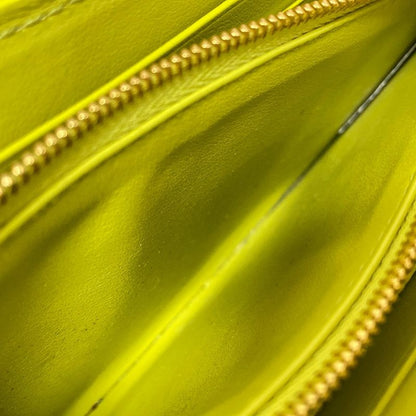 Bottega Veneta Long Wallet Cassette Zip Around Wallet Yellow Green Leather