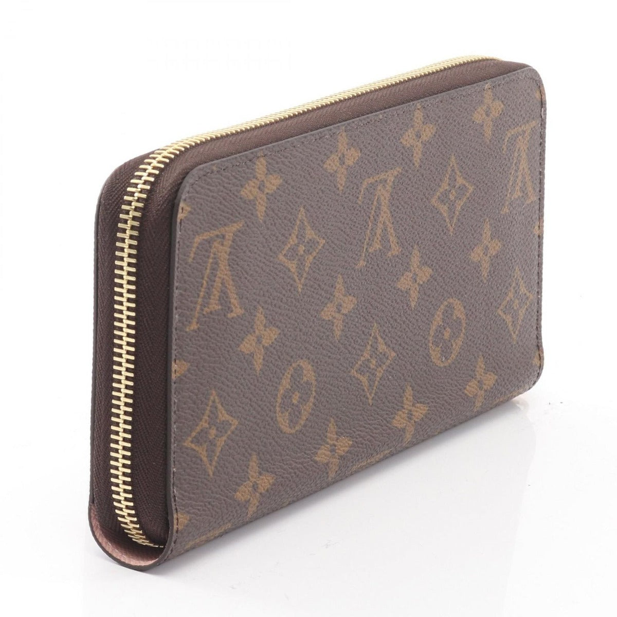 Louis Vuitton Round Wallet Zippy Rosevalerine Leather Rose Velours Brown Pink — view 2