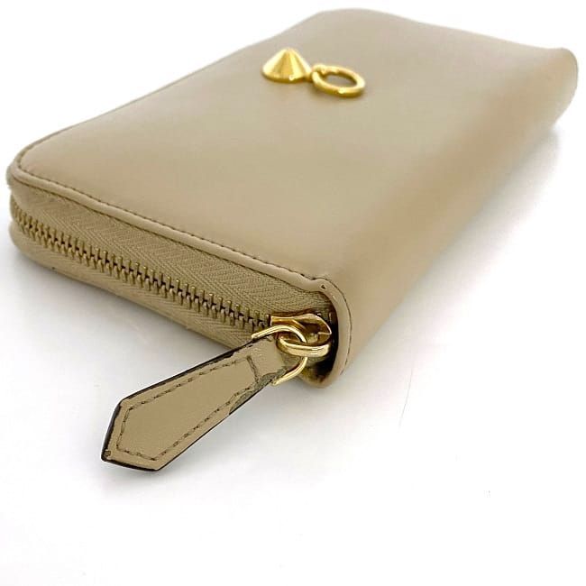 Fendi Round Zipper Long Wallet Beige By The Way 8m0299
