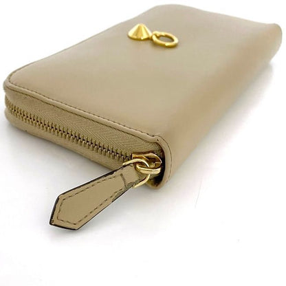 Fendi Round Zipper Long Wallet Beige By The Way 8m0299