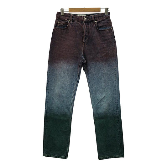 Loewe Paula's Ibiza Damaged Leather Patch Gradation Denim Pants