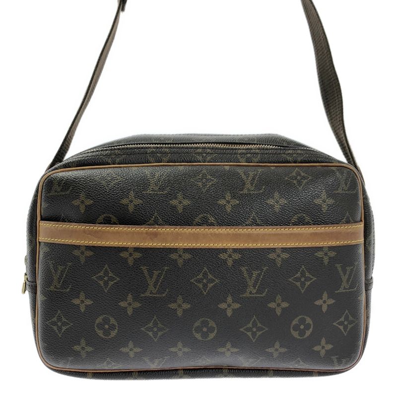 Louis Vuitton M45254 Monogram Reporter PM Leather Shoulder Bag Unisex Brown