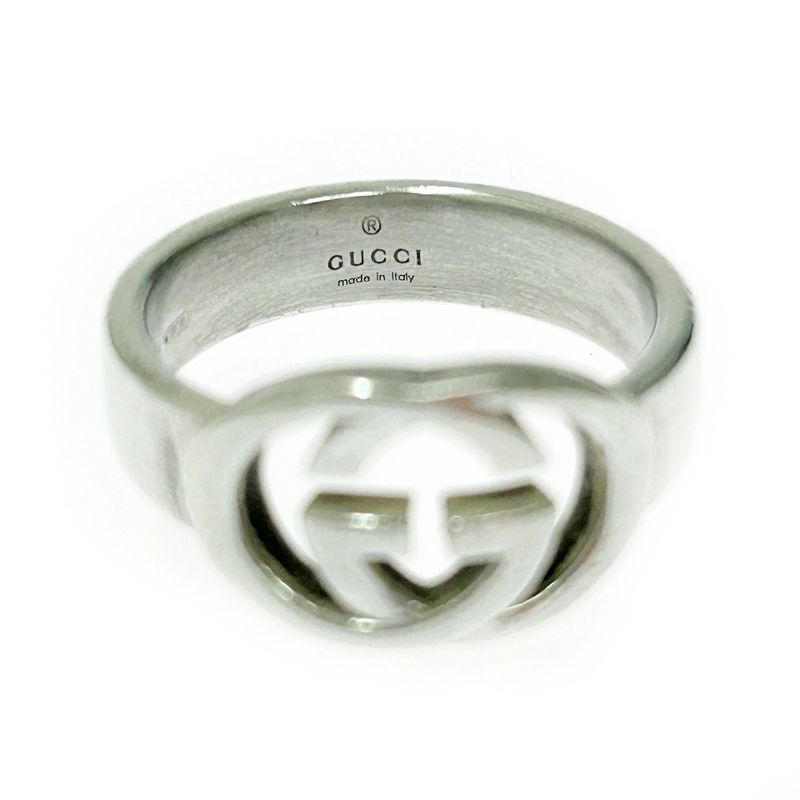 Gucci Silver Interlocking G Ring 5.2g 925 Engraved 365550 Ring