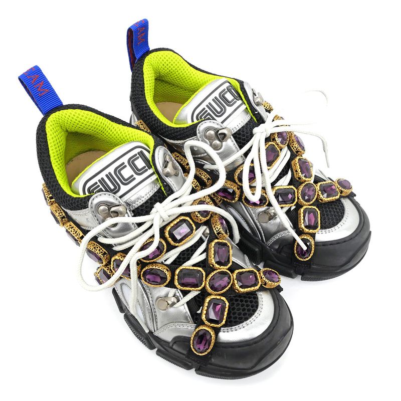 Gucci Flash Trek Bijou Sneakers - Removable No Size Notation Silver -