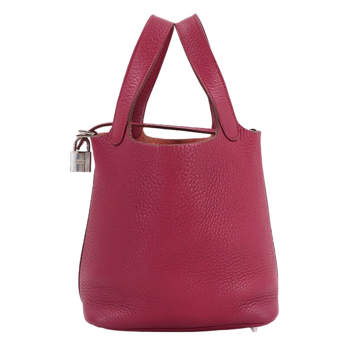 Hermes Picotin Lock PM Hand Bag Taurillon Clemence Ruby Silver