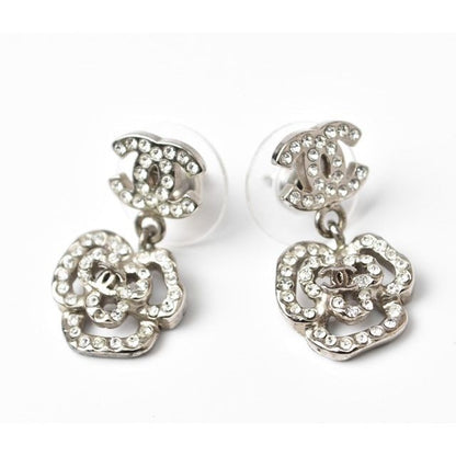 Chanel Coco Mark Camellia Swing Rhinestone Silver