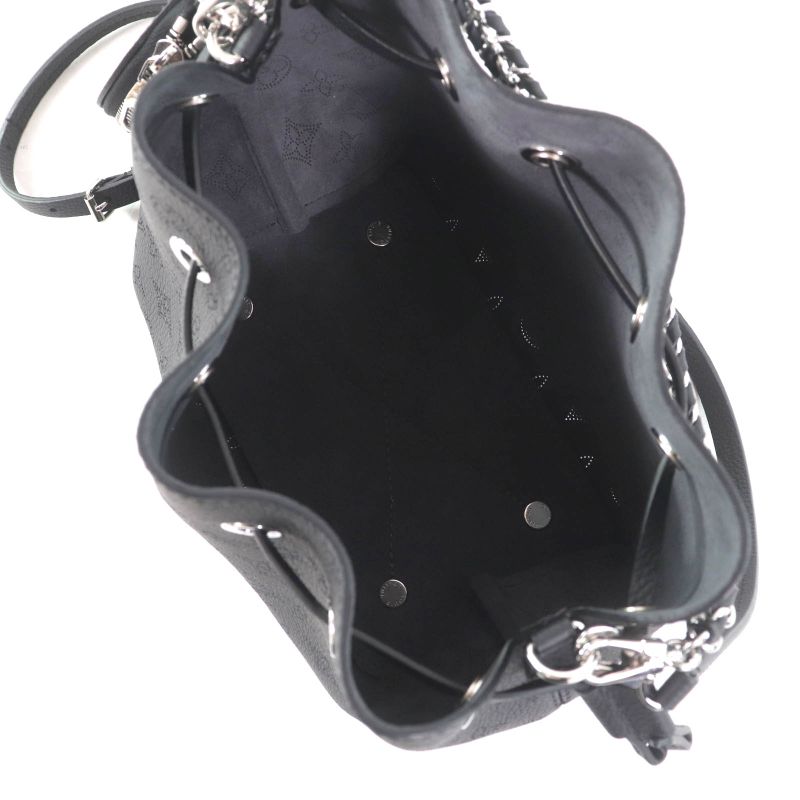 Louis Vuitton M57070 Bella Noir Black Mahina Leather 2way Shoulder Bag With