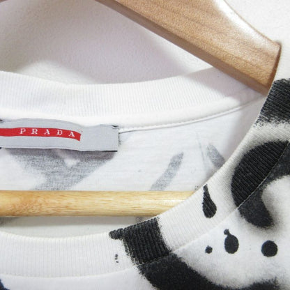 Good Prada Adam Neate Graphic Print Short Sleeve T-Shirt Cut and Sewn S White