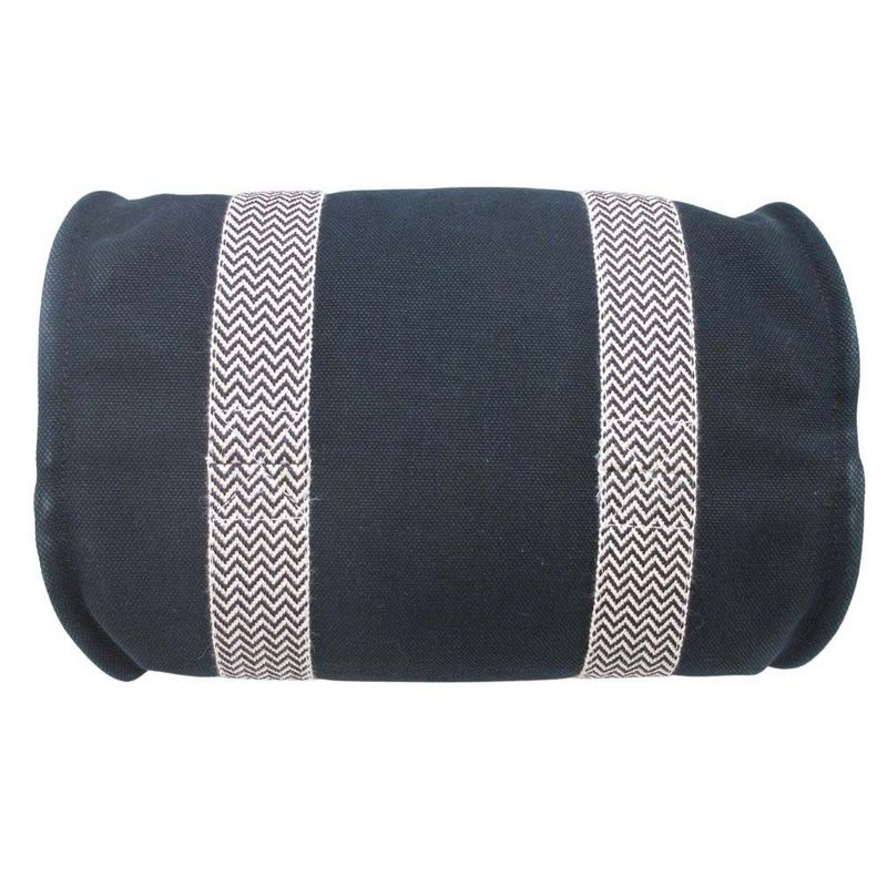 Good Hermes Cannes PM Handbag Tote Canvas Herringbone with Pouch Black Ivory