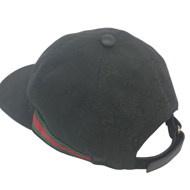 Gucci Cap Hat Sherry Line GG Canvas Black XL 60cm (23.62in)