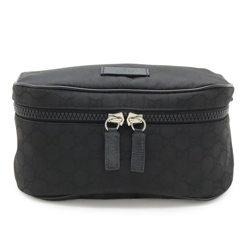 Gucci GG Nylon Body Bag Waist Hip Shoulder Leather Black Outlet