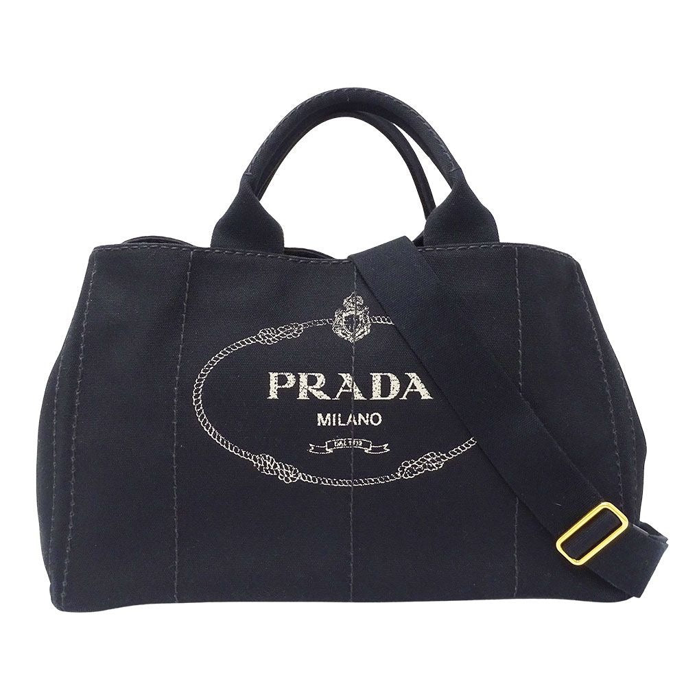 Prada Bag Tote 2-Way Canvas Canapa L Black Large