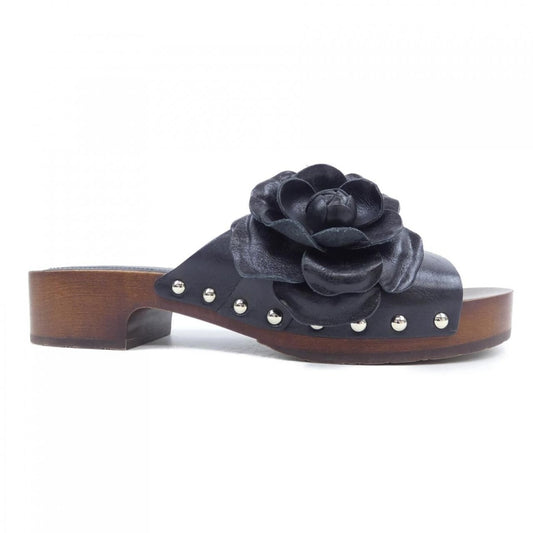 Chanel Clogs Sandals Calfskin Black