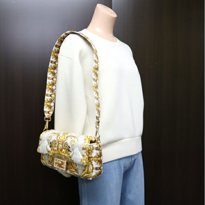 Fendi Che Mamma Bucket White Yellow Silk Leather X — view 5