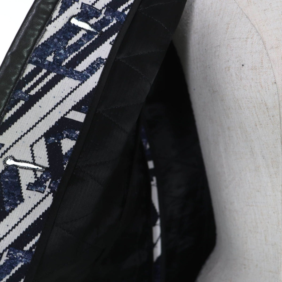 Louis Vuitton Leather Piping Monogram Fringe Coat White Indigo 34 — view 5