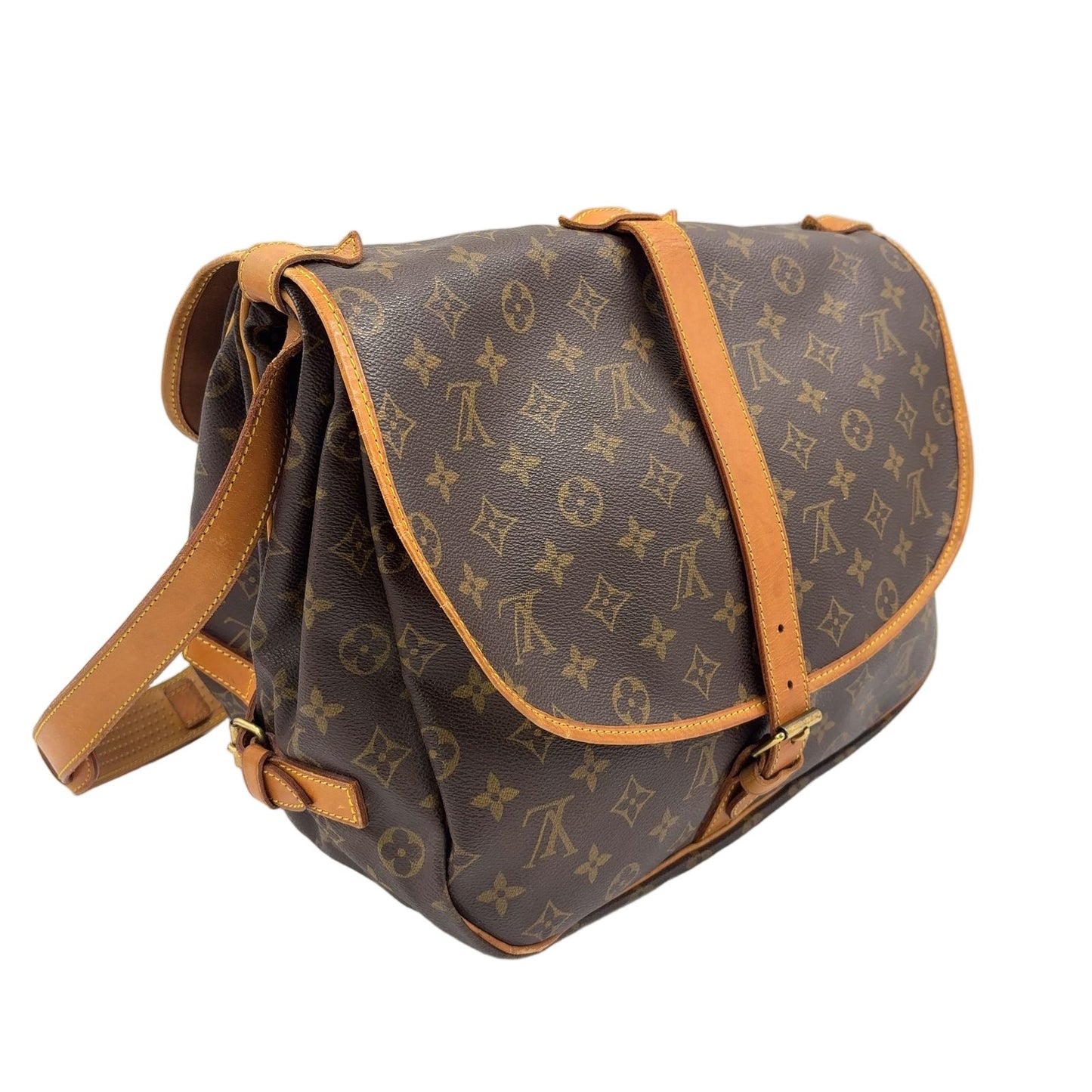 Louis Vuitton Saumur 35 Monogram Leather Brown Shoulder Bag Gold — view 2