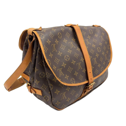 Louis Vuitton Saumur 35 Monogram Leather Brown Shoulder Bag Gold — view 2