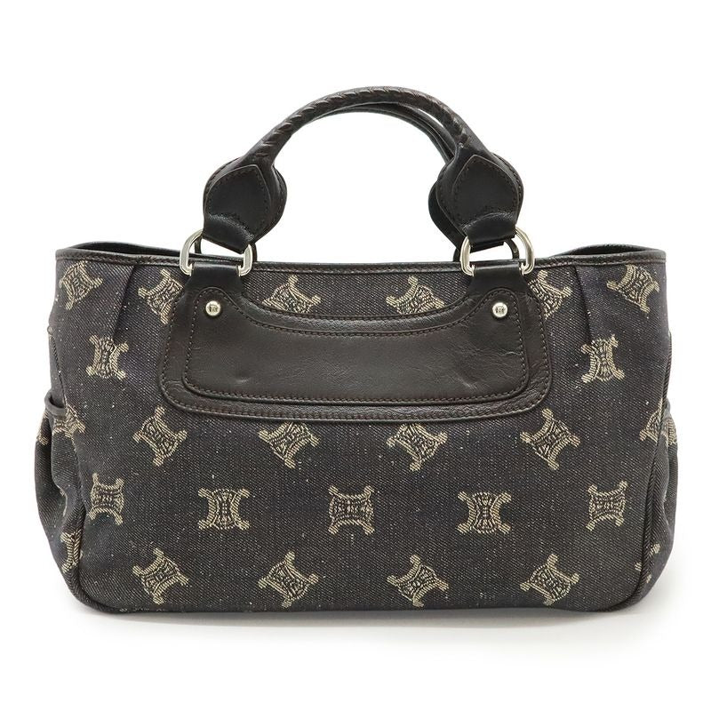 Celine Macadam Boogie Bag Tote Denim Leather Black Silver Hardware