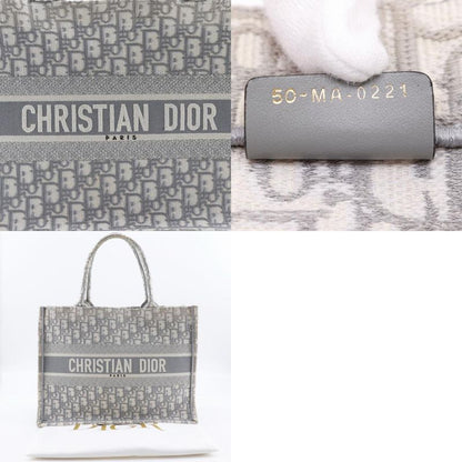 Dior Christian Dior Book Tote Medium Oblique Embroidery Cotton Light Gray