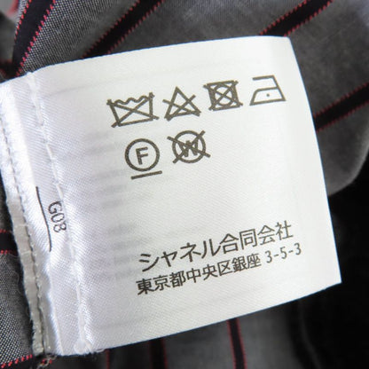 CHANEL 22AW P73405v64996 Coco Mark Striped Velvet Paneled Top Black 36 Made In