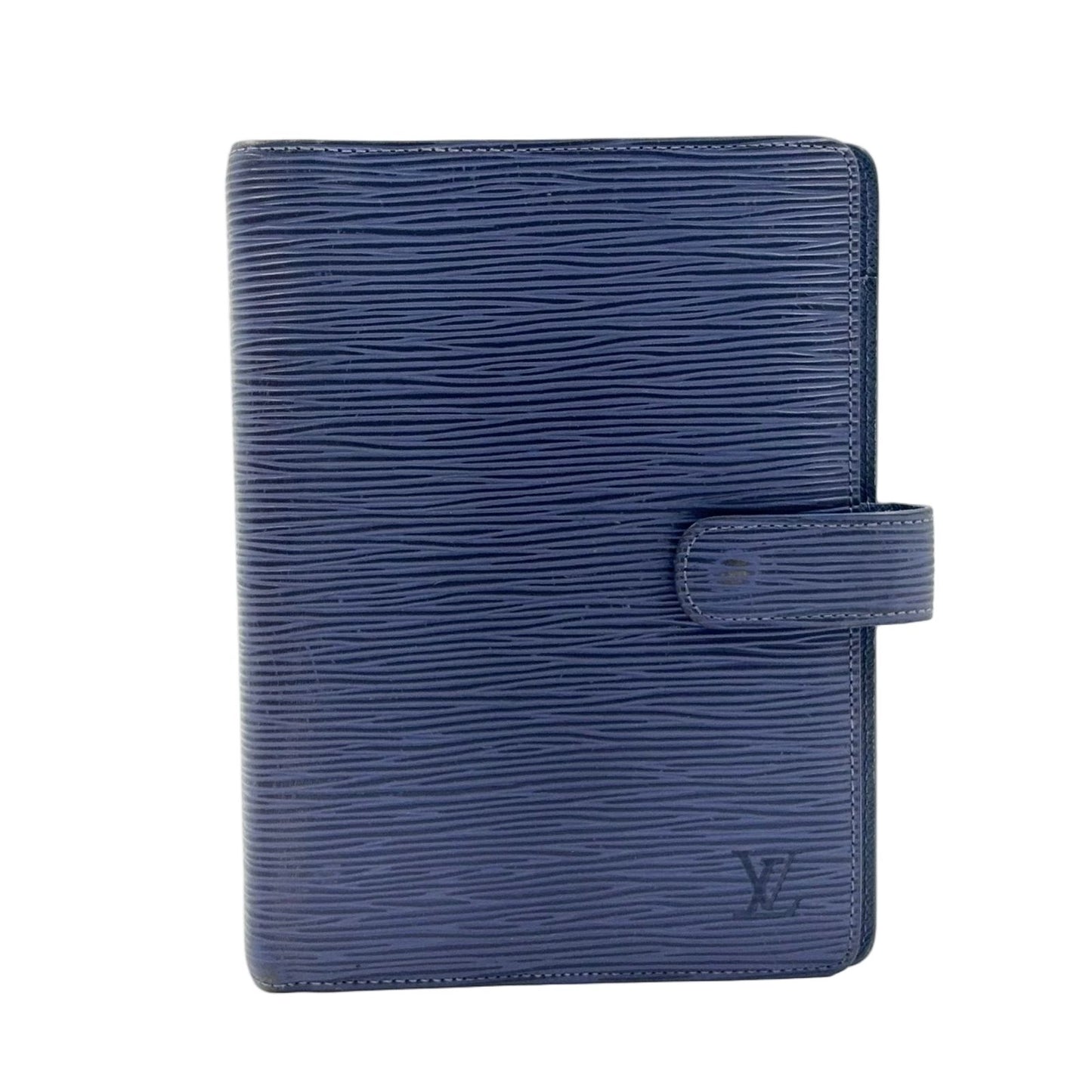 Louis Vuitton Epi Agenda MM 6 Hole Notebook Cover Leather Blue Silver