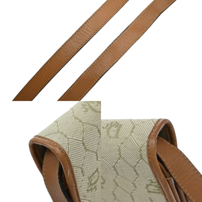 Christian DIOR Shoulder Bag Beige Canvas Leather 68ka786