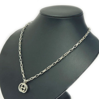 Gucci Silver Interlocking G Necklace 22.6g 925 Engraved 365424 Necklace