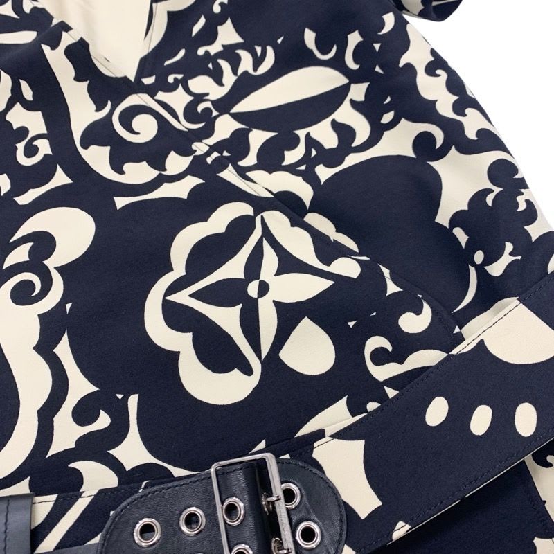 Louis Vuitton Dress Wool Ivory Black Monogram Flower Belt