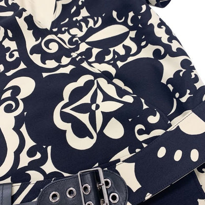 Louis Vuitton Dress Wool Ivory Black Monogram Flower Belt