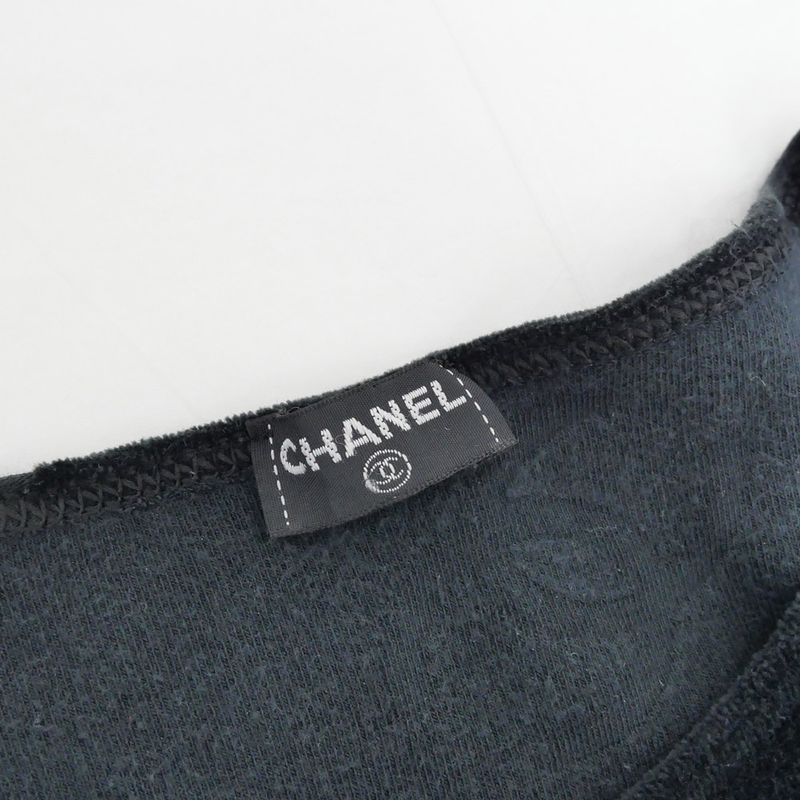 Chanel Coco Mark Velor Chibi T-shirt Black 40 96P Short Sleeve T-shirt