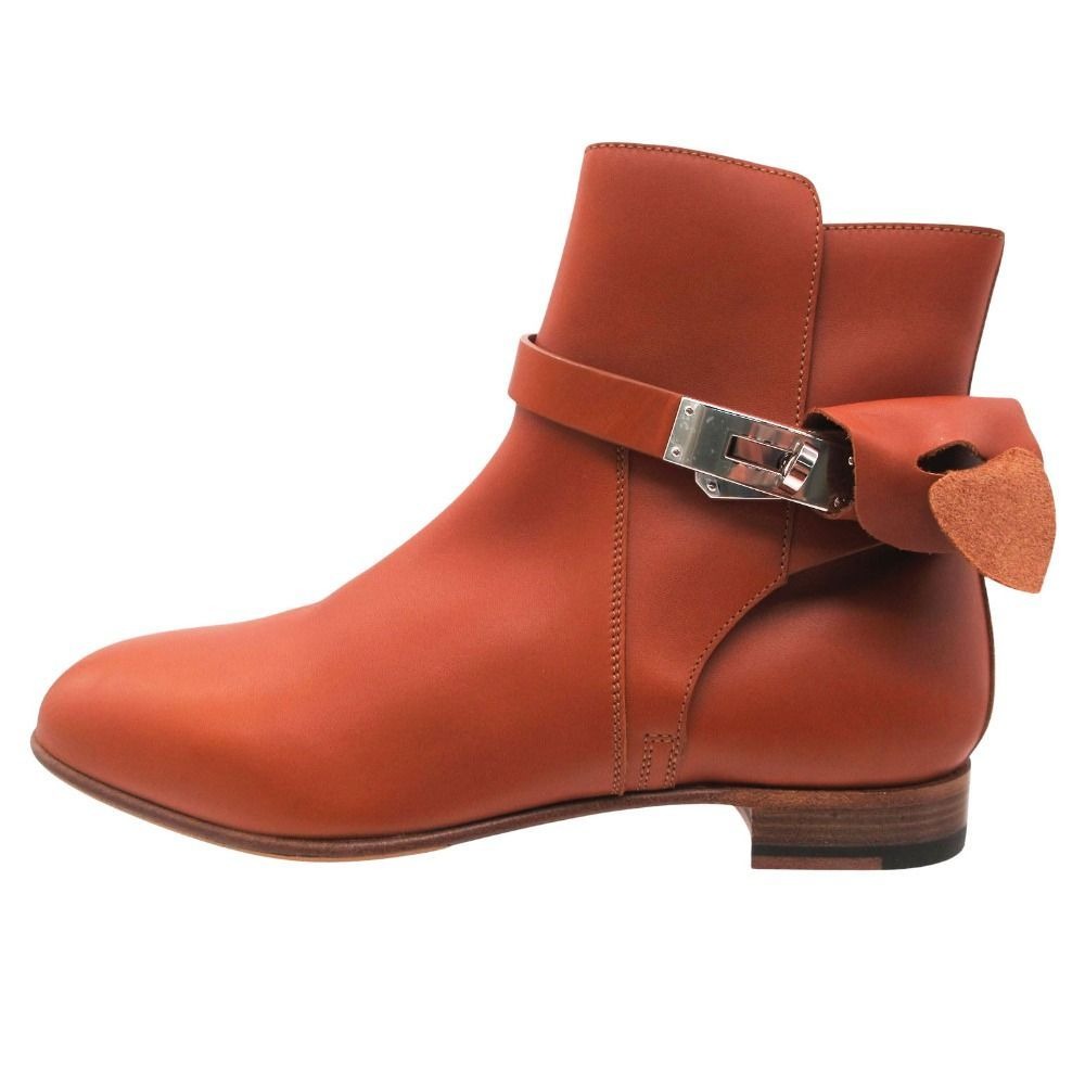 Hermes Neo Short Boots Shoes Brown Silver Kelly 38