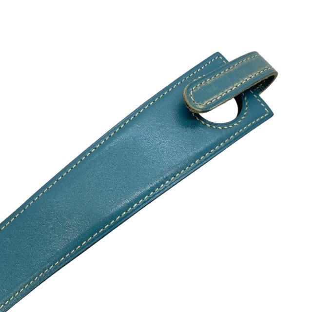 Hermes Serie Belt Leather Blue Jean Brown Silver Hardware [size 80] □B