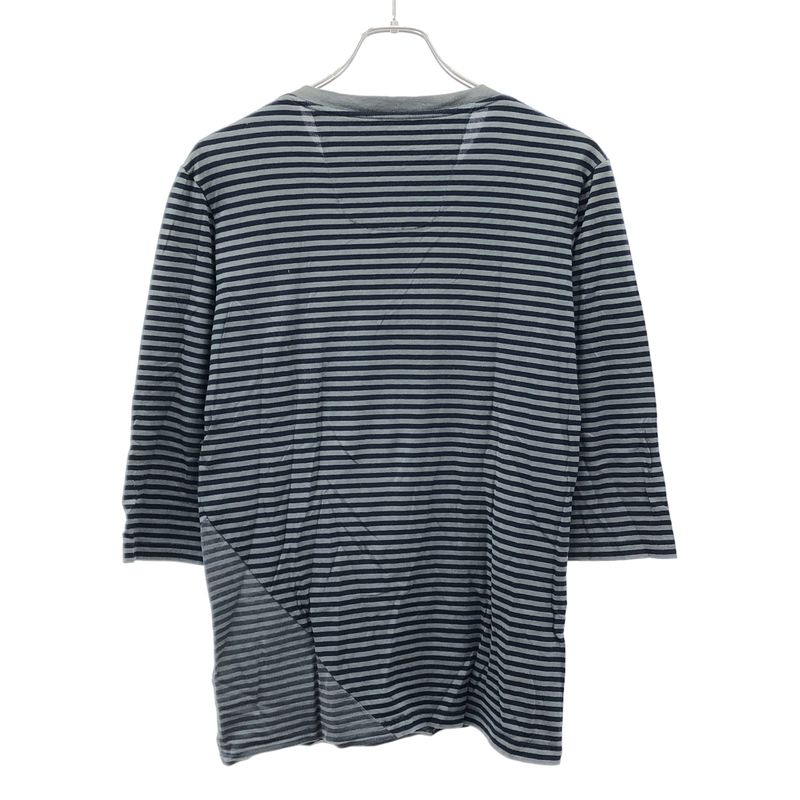 Balenciaga 11aw Paneled Henley Neck Striped Cut & Sewn 273970 Tv977 Gray XS