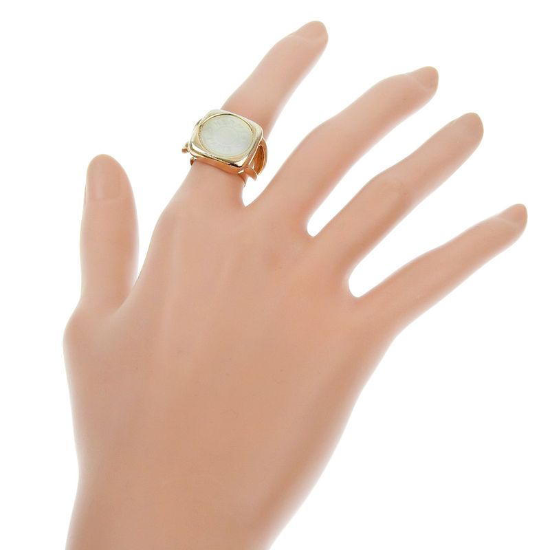 Hermes Coroso Serie Gold Plated And White Shell #9 Ladies 10.7g Ring