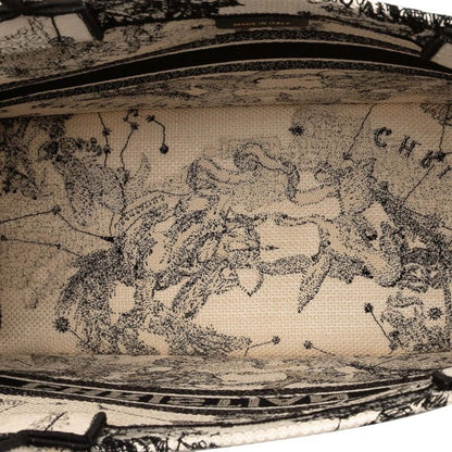 Dior Book Tote Medium Zodiac Embroidery Beige Black Canvas Women's Dior