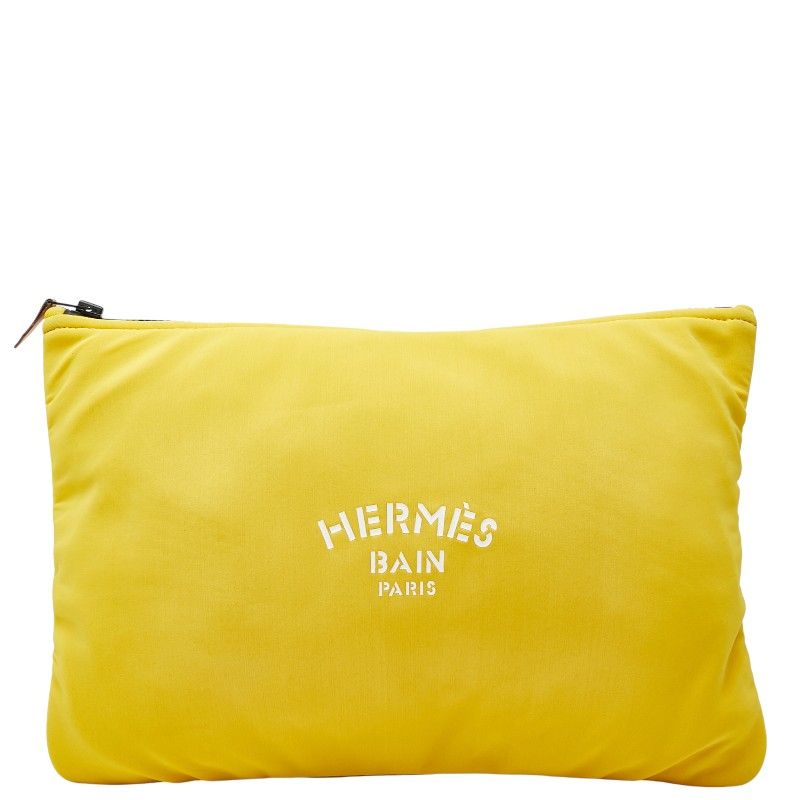 Hermes Trousse Flat Neobain GM Pouch Clutch Bag Yellow Polyamide/elastane