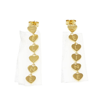 Celine Earrings Heart Logo Gold Color Pair Accessories Small Items