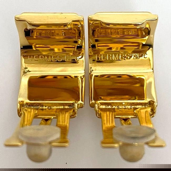 Hermes Earring Ec21464 Gold Excellent Condition GP Cloisonne Used