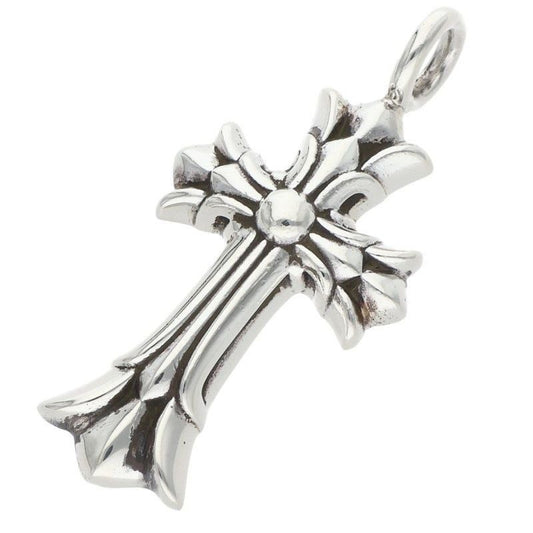 Chrome Hearts Dbl CH Crs Double CH Cross Charm Silver Necklace Top