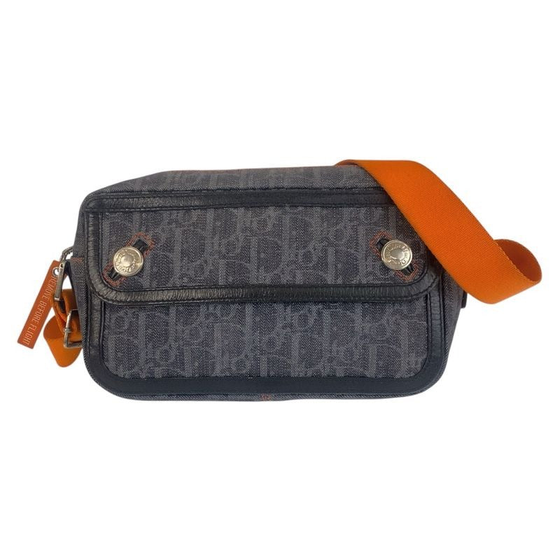 Dior Flightline Trotter Navy Black Orange Canvas Shoulder Bag Pochette Women's