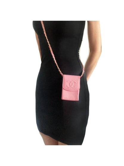 Chanel Vintage Mini Flap Caviar Leather Pouch Cigarette Case Crossbody