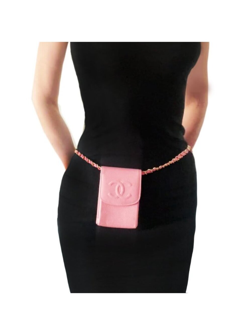 Chanel Vintage Mini Flap Caviar Leather Pouch Cigarette Case Crossbody