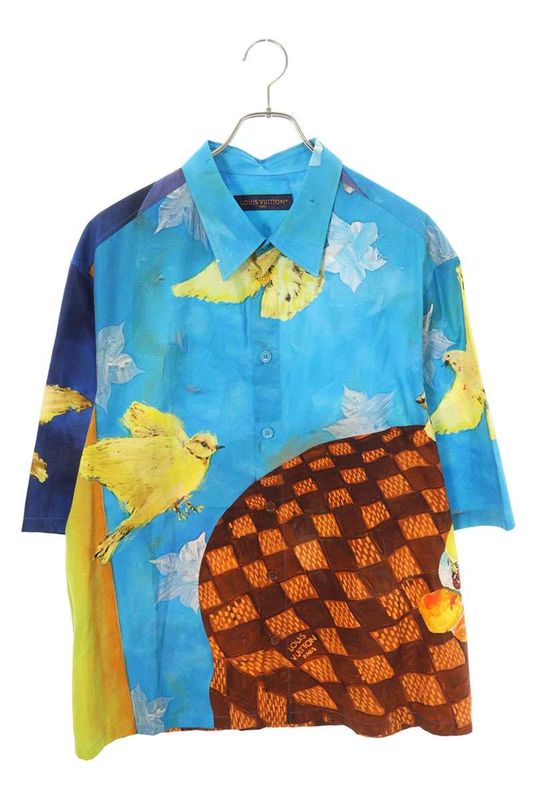 Louis Vuitton 23AW Rm232 ASM Hps70w Painted Printed Short Sleeve Shirt Men's XXL