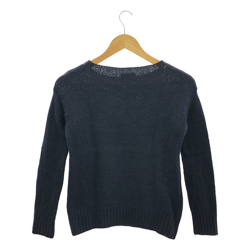 Prada - Wool Crew Neck Knit Pullover - 38 - Navy - Women's
